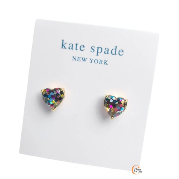kate spade Jewelry - Kate Spade My Love Glitter Heart Stud Earrings - Multi-Color with Dust Bag